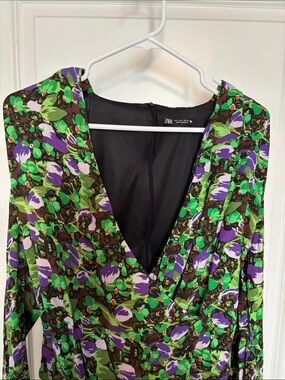 Zara Green & Purple Floral Wrap Bodysuit